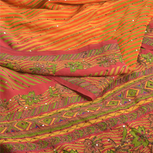 Sanskriti Vintage Multicolor Sarees Pure Crepe Silk Printed Sari Craft Sustainable Fabric