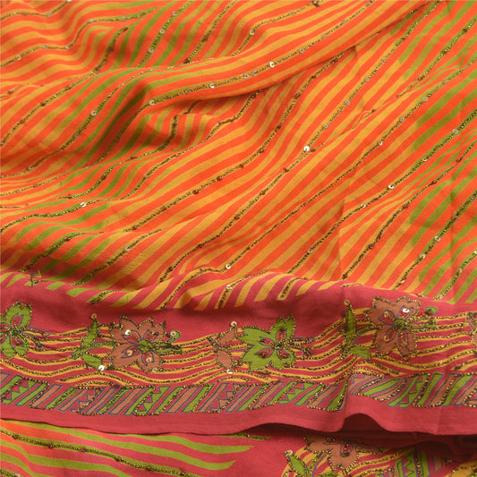 Sanskriti Vintage Multicolor Sarees Pure Crepe Silk Printed Sari Craft Sustainable Fabric