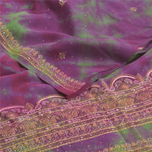 Load image into Gallery viewer, Sanskriti Vintage Green Sarees Pure Crepe Silk Printed Sari Tie&amp;Dye Fabric
