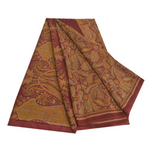 Load image into Gallery viewer, Sanskriti Vintage Dark Red Sarees 100% Pure Crepe Silk Printed Sari Craft Fabric
