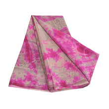 Load image into Gallery viewer, Sanskriti Vintage Pink Sarees Pure Crepe Silk Printed Tie&amp;Dye Sari Craft Fabric
