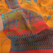 Load image into Gallery viewer, Sanskriti Vintage Mustard Sarees 100% Pure Crepe Silk Printed Sari Craft Fabric
