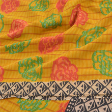 Load image into Gallery viewer, Sanskriti Vintage Mustard Green Sarees Pure Crepe Silk Printed Sari Craft Fabric
