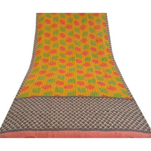 Load image into Gallery viewer, Sanskriti Vintage Mustard Green Sarees Pure Crepe Silk Printed Sari Craft Fabric
