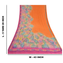 Load image into Gallery viewer, Sanskriti Vintage Sarees Saffron 100% Pure Crepe Silk Printed Sari Craft Fabric
