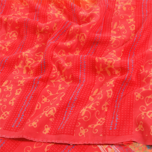 Sanskriti Vintage Sarees Multi 100% Pure Crepe Silk Printed Sari Craft Sustainable Fabric