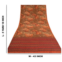 Load image into Gallery viewer, Sanskriti Vintage Sarees Brown 100% Pure Crepe Silk Printed Sari Craft Fabric
