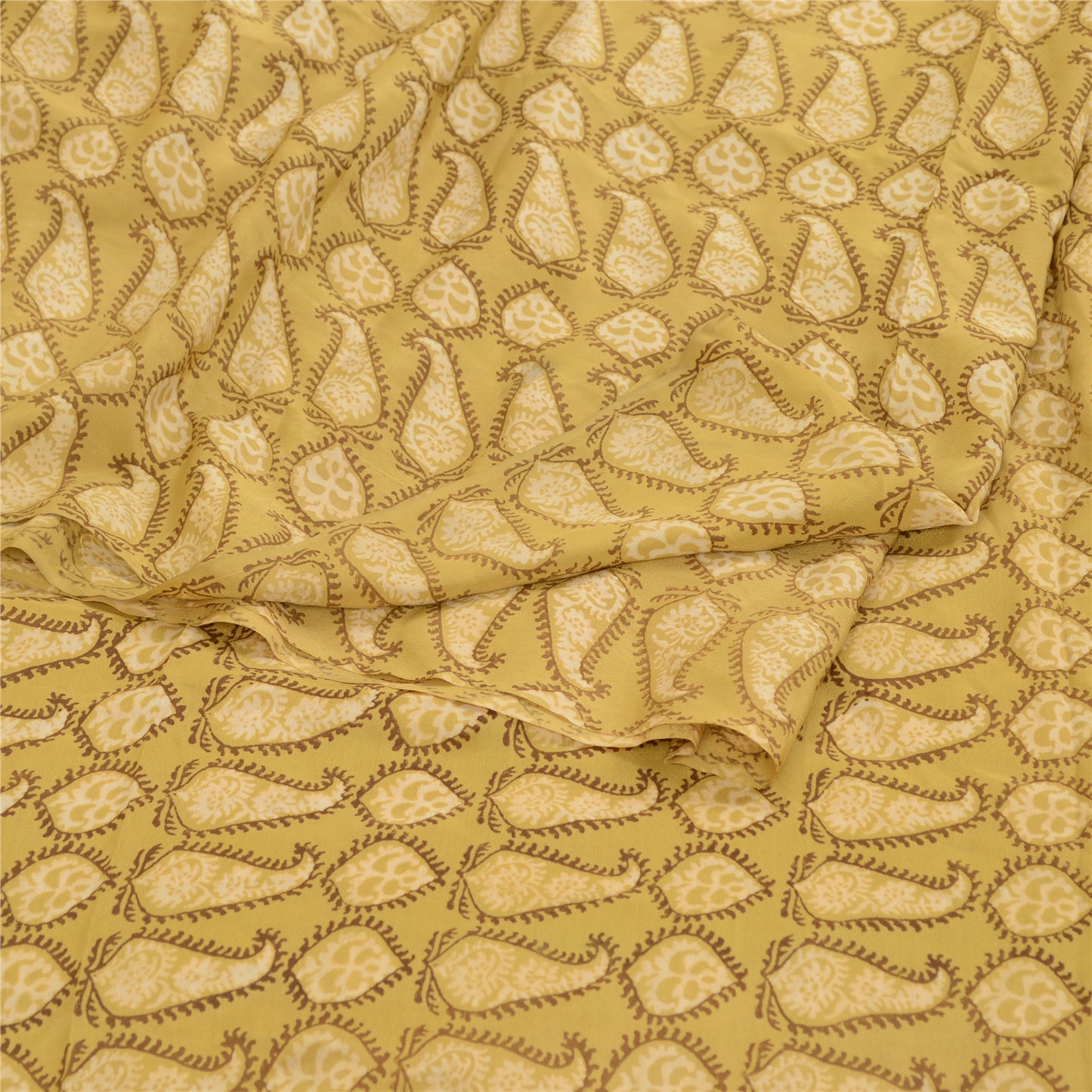 Sanskriti Vintage Green From India Printed Sarees Pure Crepe Silk Sari Sustainable Fabric