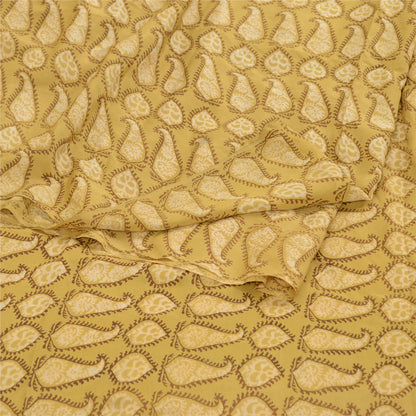 Sanskriti Vintage Green From India Printed Sarees Pure Crepe Silk Sari Sustainable Fabric