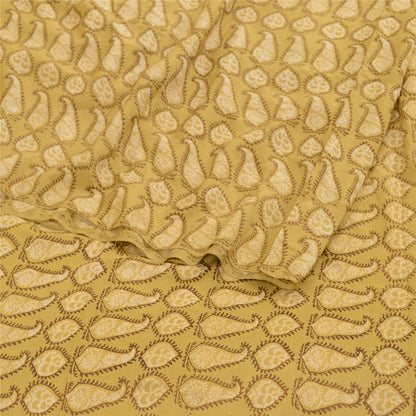 Sanskriti Vintage Green From India Printed Sarees Pure Crepe Silk Sari Sustainable Fabric