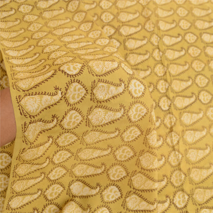 Sanskriti Vintage Green From India Printed Sarees Pure Crepe Silk Sari Sustainable Fabric