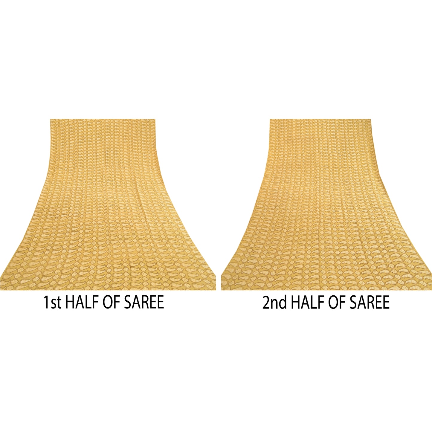 Sanskriti Vintage Green From India Printed Sarees Pure Crepe Silk Sari Sustainable Fabric