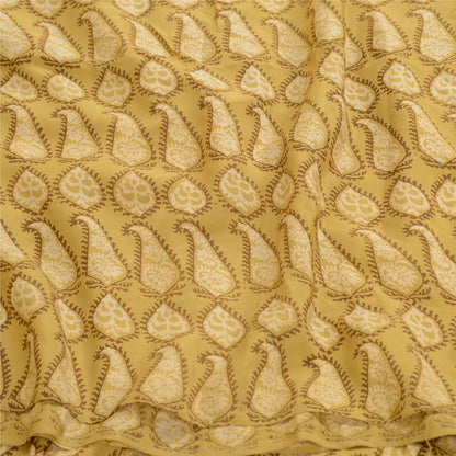 Sanskriti Vintage Green From India Printed Sarees Pure Crepe Silk Sari Sustainable Fabric