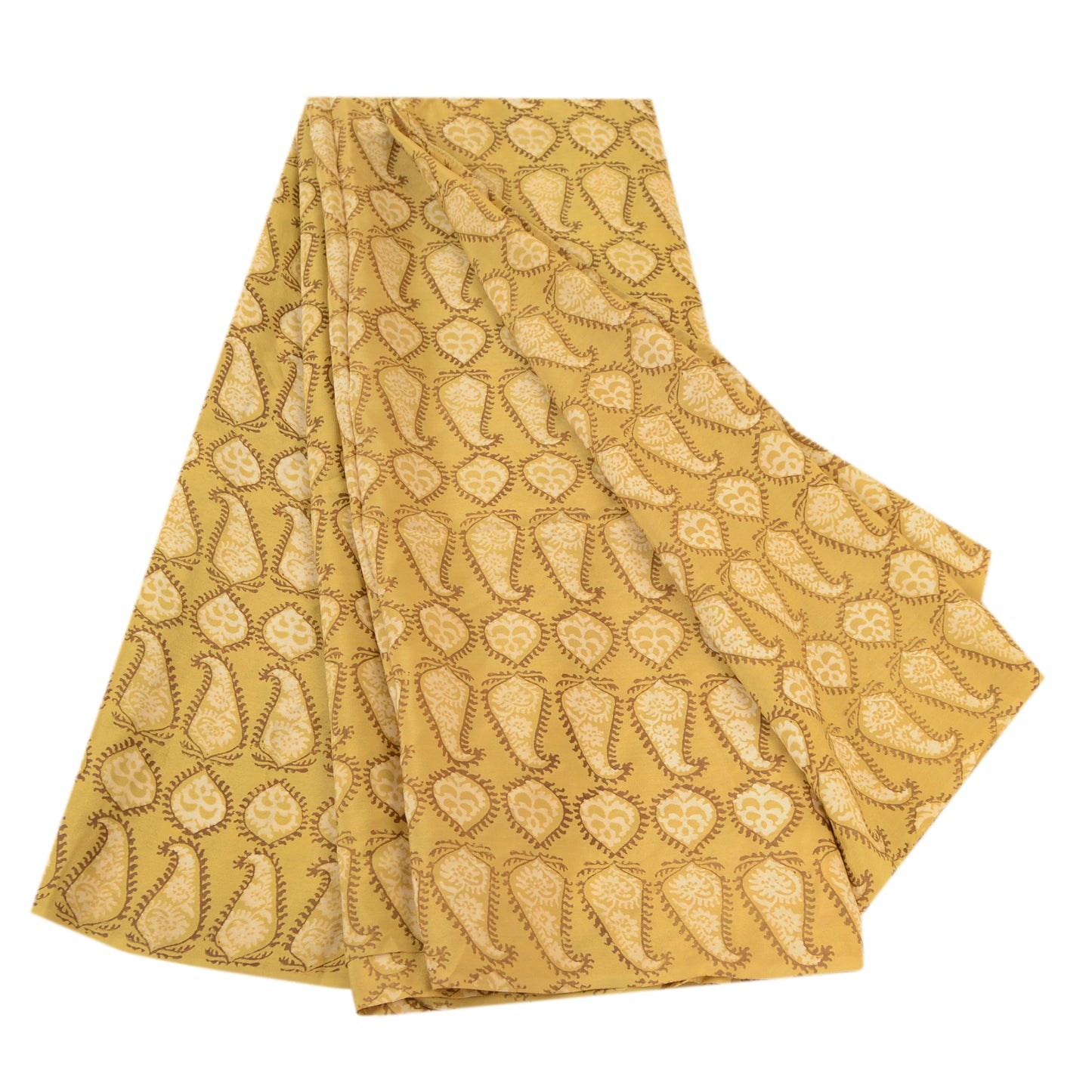 Sanskriti Vintage Green From India Printed Sarees Pure Crepe Silk Sari Sustainable Fabric