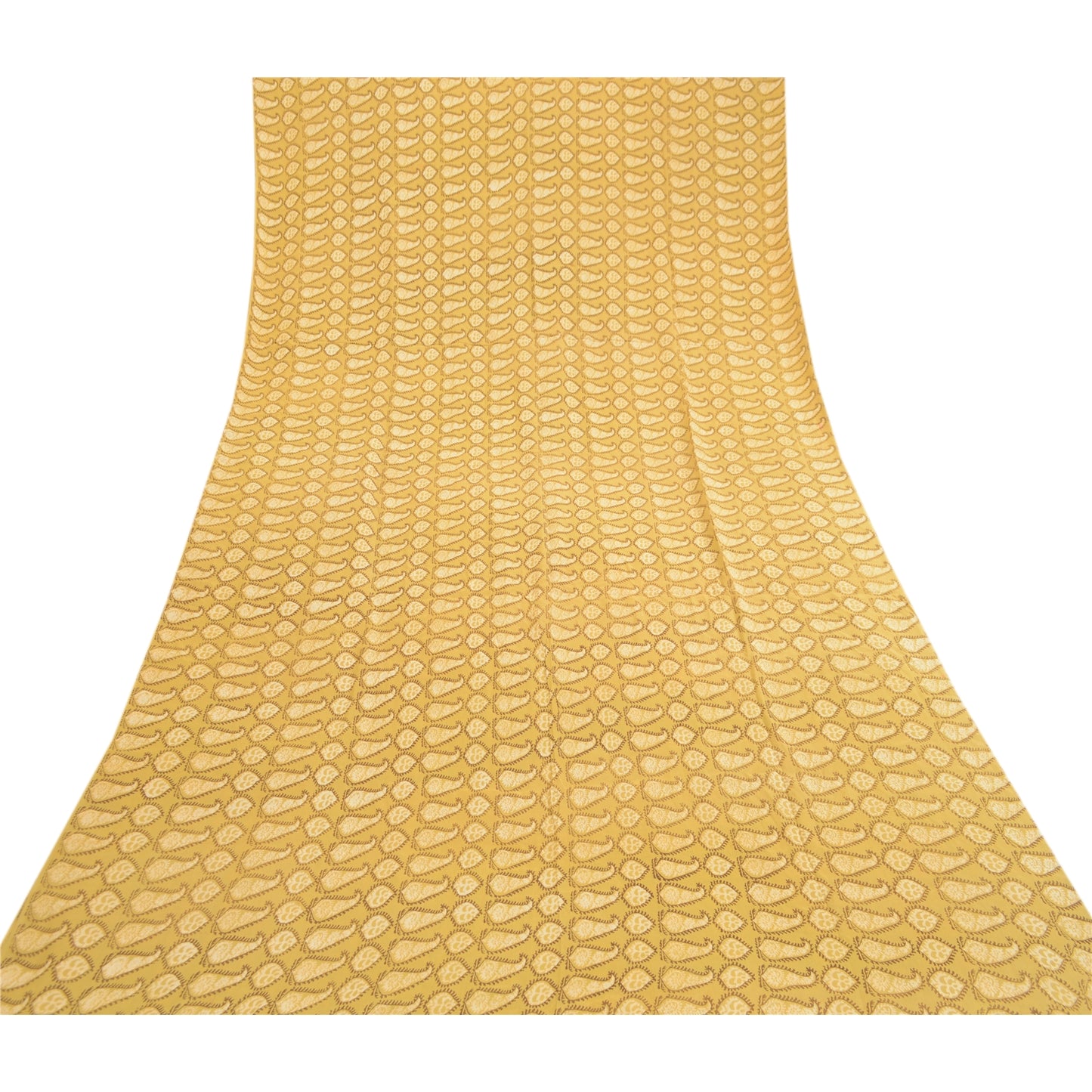 Sanskriti Vintage Green From India Printed Sarees Pure Crepe Silk Sari Sustainable Fabric