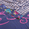 Sanskriti Vintage Blue Sarees 100% Pure Crepe Silk Printed Sari Craft Sustainable Fabric