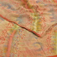 Load image into Gallery viewer, Sanskriti Vintage Sarees Brown Pure Crepe Silk Printed Sari Floral Craft Fabric
