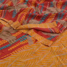 Load image into Gallery viewer, Sanskriti Vintage Sarees Dark Red Pure Crepe Silk Printed Sari 5yd Craft Fabric
