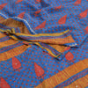 Sanskriti Vintage Sarees Blue Hand Beaded Pure Crepe Silk Sari Soft Craft Sustainable Fabric