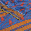 Sanskriti Vintage Sarees Blue Hand Beaded Pure Crepe Silk Sari Soft Craft Sustainable Fabric