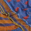 Sanskriti Vintage Sarees Blue Hand Beaded Pure Crepe Silk Sari Soft Craft Sustainable Fabric