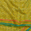 Sanskriti Vintage Sarees Green Hand Beaded Pure Crepe Silk Printed Sari Sustainable Fabric