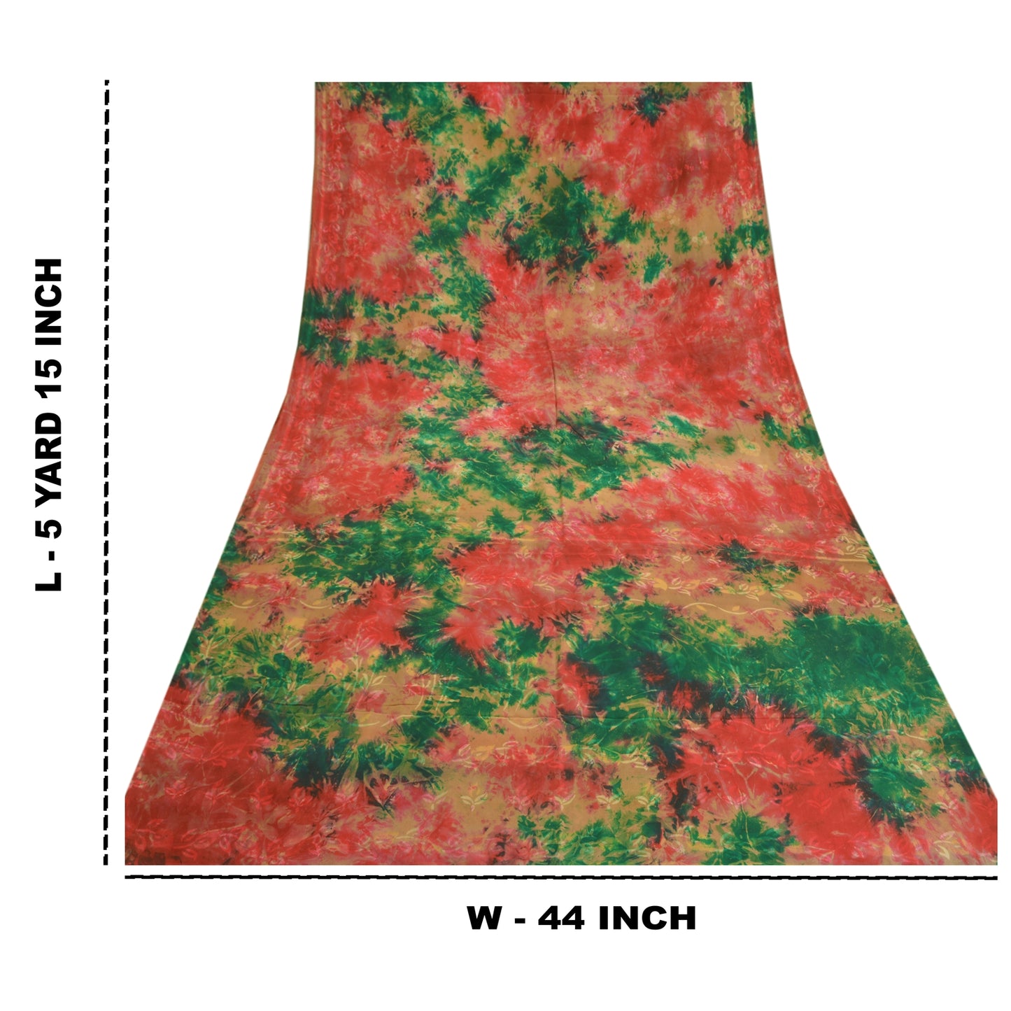 Sanskriti Vintage Sarees Indian Red Tie-Dye Pure Crepe Silk Sari Craft Sustainable Fabric