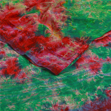 Load image into Gallery viewer, Sanskriti Vintage Sarees Red Tie-Dye Pure Crepe Silk Sari Soft 5yd Craft Fabric
