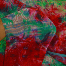 Load image into Gallery viewer, Sanskriti Vintage Sarees Red Tie-Dye Pure Crepe Silk Sari Soft 5yd Craft Fabric
