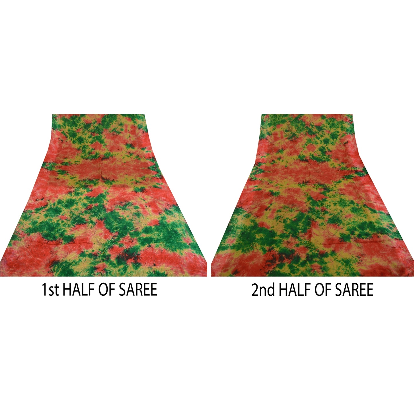 Sanskriti Vintage Sarees Indian Red Tie-Dye Pure Crepe Silk Sari Craft Sustainable Fabric