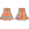 Sanskriti Vintage Sarees Multi Hand Beaded Printed Pure Crepe Silk Sari Sustainable Fabric