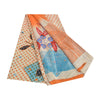 Sanskriti Vintage Sarees Multi Hand Beaded Printed Pure Crepe Silk Sari Sustainable Fabric