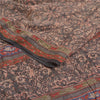 Sanskriti Vintage Sarees Indian Black Pure Crepe Silk Printed Sari Craft Sustainable Fabric