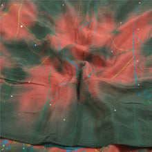 Load image into Gallery viewer, Sanskriti Vintage Sarees Multi Tie-Dye Hand Beaded Pure Crepe Silk Sari Fabric
