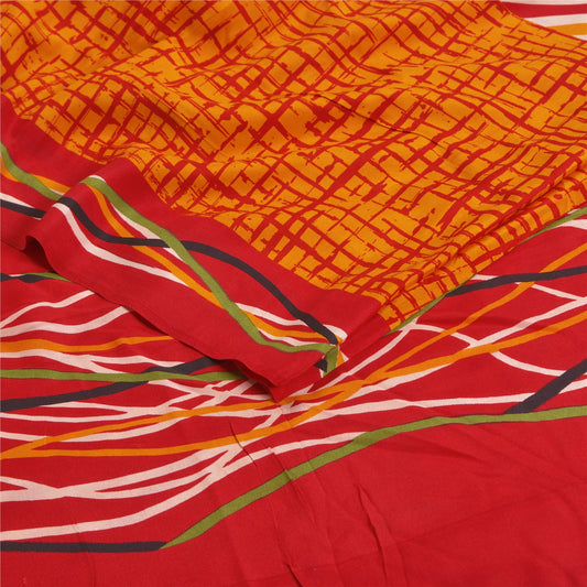 Санскритские винтажные сари из чистого оранжевого крепированного шелка с принтом для декора сари из экологически чистой ткани