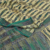 Sanskriti Vintage Sarees Green Pure Crepe Silk Paisley Printed Sari Craft Sustainable Fabric