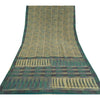 Sanskriti Vintage Sarees Green Pure Crepe Silk Paisley Printed Sari Craft Sustainable Fabric