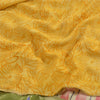 Sanskriti Vintage Sarees Indian Yellow Pure Crepe Silk Printed Sari Craft Sustainable Fabric