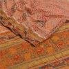 Sanskriti Vintage Sarees Multi Pure Crepe Silk Hand Beaded Printed Sari Sustainable Fabric