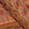 Sanskriti Vintage Sarees Multi Pure Crepe Silk Hand Beaded Printed Sari Sustainable Fabric