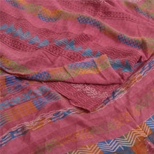 Load image into Gallery viewer, Sanskriti Vintage Sarees Pink Block Printed Pure Crepe Silk Sari Craft Fabric
