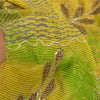 Sanskriti Vintage Sarees Green Hand Beaded Pure Crepe Silk Printed Sari Sustainable Fabric