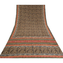 Load image into Gallery viewer, Sanskriti Vintage Sarees Black Block Printed Pure Crepe Silk Paisley Sari Fabric
