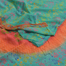 Load image into Gallery viewer, Sanskriti Vintage Sarees Green Pure Crepe Silk Block Printed Sari Craft Fabric
