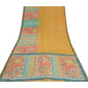 Sanskriti Vintage Sarees Mustard Printed Pure Crepe Silk Sari Soft Craft Sustainable Fabric