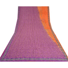 Load image into Gallery viewer, Sanskriti Vintage Sarees Purple Hand Beaded Kantha Pure Crepe Silk Sari Fabric
