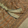Sanskriti Vintage Sarees Brown Indian Pure Crepe Silk Printed Sari Craft Sustainable Fabric
