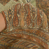 Sanskriti Vintage Sarees Brown Indian Pure Crepe Silk Printed Sari Craft Sustainable Fabric