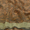 Sanskriti Vintage Sarees Brown Indian Pure Crepe Silk Printed Sari Craft Sustainable Fabric
