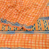Sanskriti Vintage Sarees Indian Orange Pure Crepe Silk Printed Sari Craft Sustainable Fabric